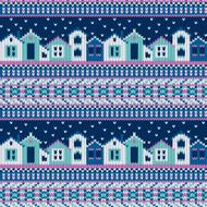 Seamless knitted pattern with houses