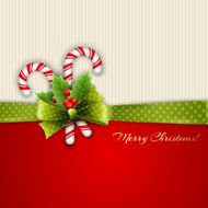 Christmas decoration with holly leaves and candy N3
