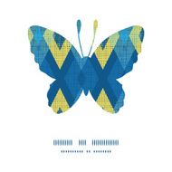 Vector colorful fabric ikat diamond butterfly silhouette pattern frame
