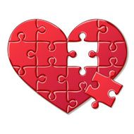 Detailed Icon Heart puzzle isolated on white background