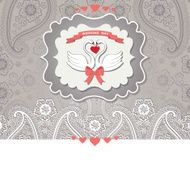Cute design template Paisley border lace and cartoon swans