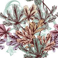 Floral vector seamless background with pastel foliage