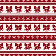 Striped christmas pattern with bells Vector seamless background