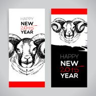 Happy New Year and Merry Christmas banner set