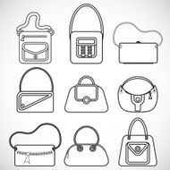 Black and white icons female bags vector N3