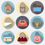 Flat icons set of fashion bags N5