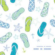 Nautical flip flops blue and green frame corner pattern background