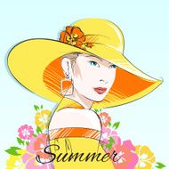 Summer fashion girl in yellow hat