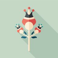 Christmas flower flat square icon with long shadows Set 9