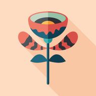 Christmas flower flat square icon with long shadows Set 8