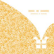 Vector golden lace roses Christmas gift box silhouette pattern frame