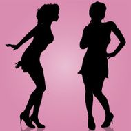 Vector silhouette of the girls N3