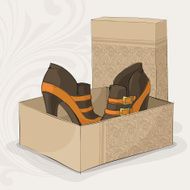 Elegant girl&#039;s brown and yellow ankle boots