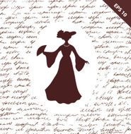 Script seamless background with romantic aristocratic woman