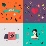 Set of flat design concept icons for beauty and shopping