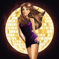 Glamour party background with dancing sexy woman