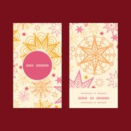 Vector warm stars vertical round frame pattern business cards set N3