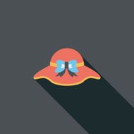 Women hat flat icon with long shadow N60