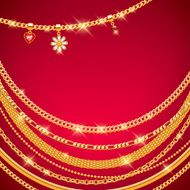 Golden chains on red background