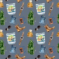 Seamless pattern with stylish fashion warm clothes N6