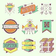 Vintage colorful hand drawn hipster labels set 2