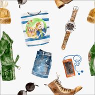 Seamless pattern with stylish fashion warm clothes N7
