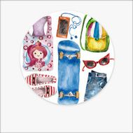 Watercolor background with summer clothes