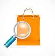 Isolated shopping bag with a magnifier