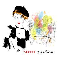 Fashion girl in sketch-style N201