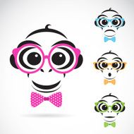 Vector image of a monkey wearing glasses on white background