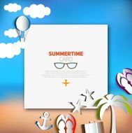 Summertime card or traveling template with beach summer N2