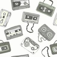 Seamless pattern of retro cassette tapes N3