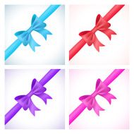 Set of shiny bow and ribbon on white background Vector N2