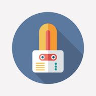 Robot flat round icon with long shadows Set 9
