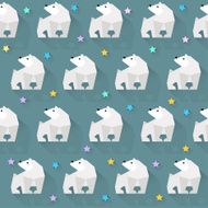 vector pattern background with white bear and stars