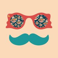 Hipster vintage sunglasses with paper Christmas toys