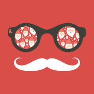 Hipster vintage sunglasses with Santa Claus