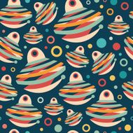 Seamless pattern with colorful paper toys and circles