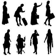 Vector silhouette of women N99