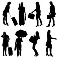 Vector silhouette of women N100