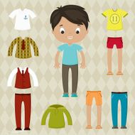 Dress up game Boy paper doll Clothes set