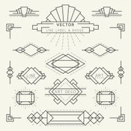 Art Deco Style Line and Geometric Labels Badges Monochrome
