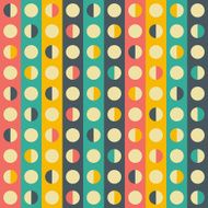 Retro seamless pattern with colorful stripes and semicircles