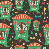 Retro seamless pattern with pizza seller