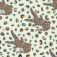 Seamless pattern with crocodiles and colored forms