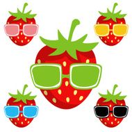 trawberry sun glasses set cartoon illustration