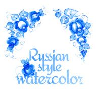 Gzhel style floral frame N2