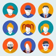 Avatar icons set flat style