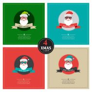four xmas cards with hipster santa place for your text
