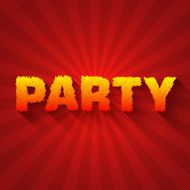 Fire party text on a red background Vector design concept
